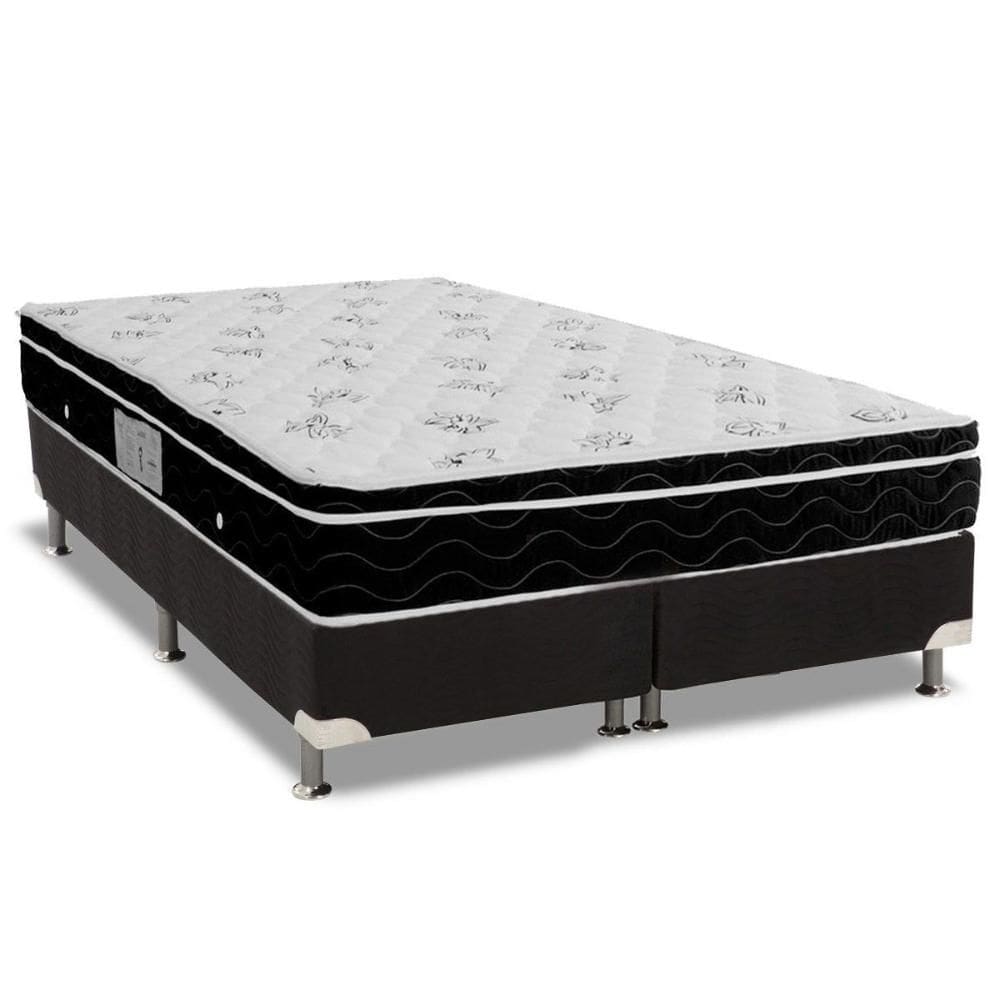 Conjunto Box King: Colchão Molas Ortobom Nanolastic Physical+Base CRC Suede Black (186x198)