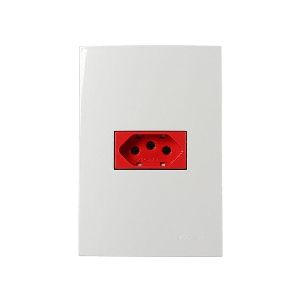 Tomada Margirius Sleek 2p+t 20a Vermelha Com Placa 4x2 Branca