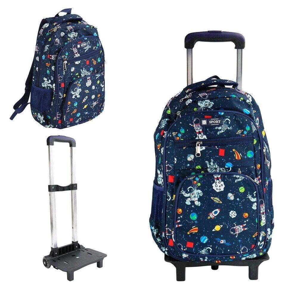 Mochila de Rodas Infantil Removível Astronauta - Tudo em Caixa