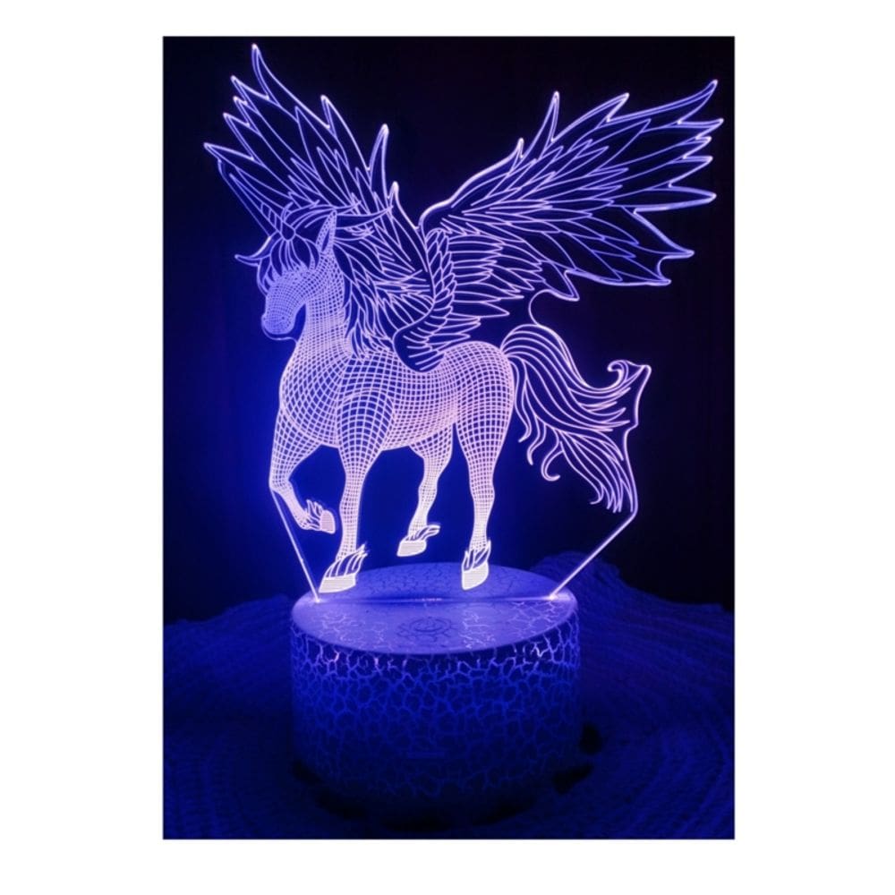 Lâmpada de ilusão 3D Pegasus com luz LED de 7 cores