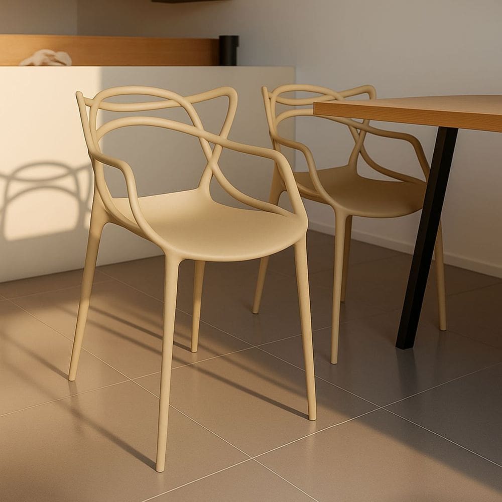 Kit 2 Cadeiras Leitura Empilhável Design Moderno