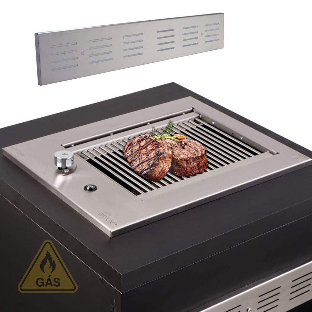 Churrasqueira Grill de Embutir a Gás com Veneziana Diamond Little Titan