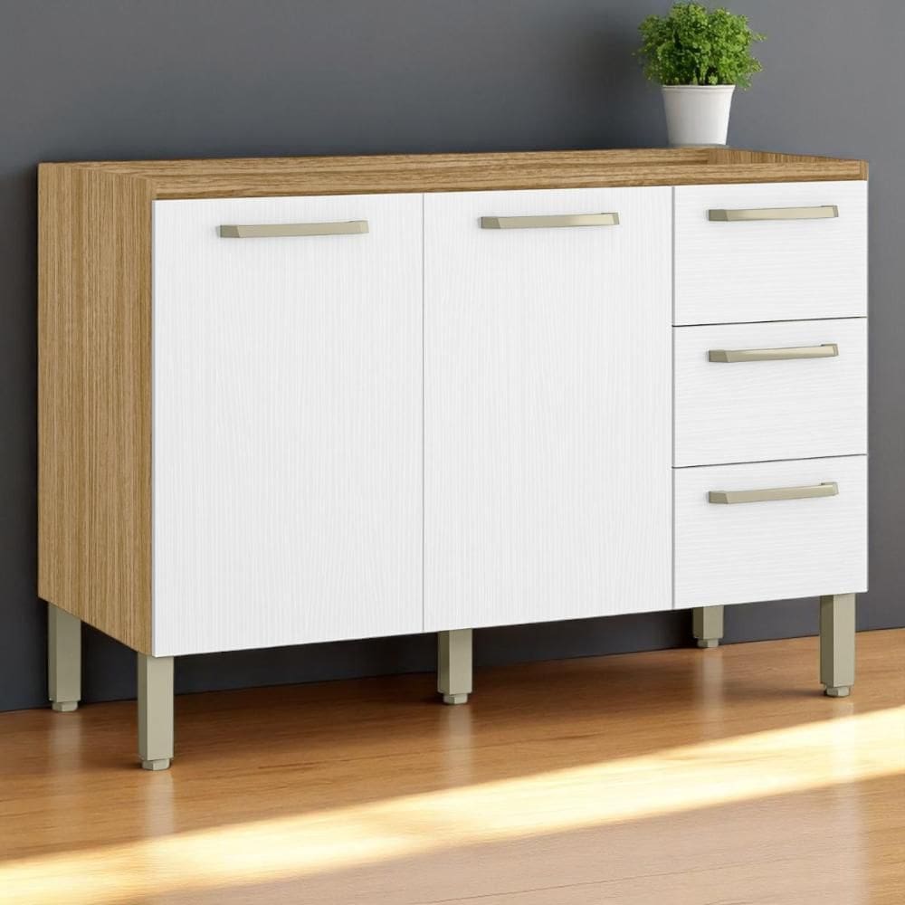 Balcão 2 portas 3 gaveteiros 1,20 Ametista Freijó Supremo