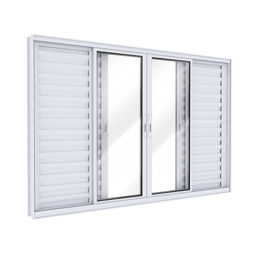 Janela Veneziana de Alumínio 4 Folhas Móveis e 2 Folhas Fixas 120x150cm Lucasa Ideale Branco