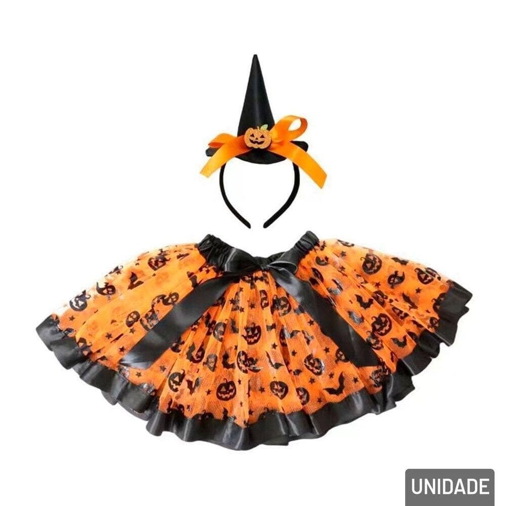 KIT Fantasia Halloween Bruxa Saia e Tiara - Tudo em Caixa