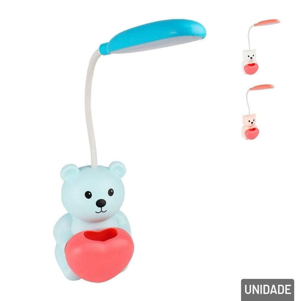 Luminária de Mesa 32cm EM LED Urso e Coração Color - Tudo em Caixa