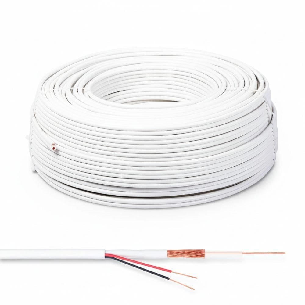 Cabo Coaxial 4Mm Diproseg 2X26Awg Branco - Rolo 100 Metros