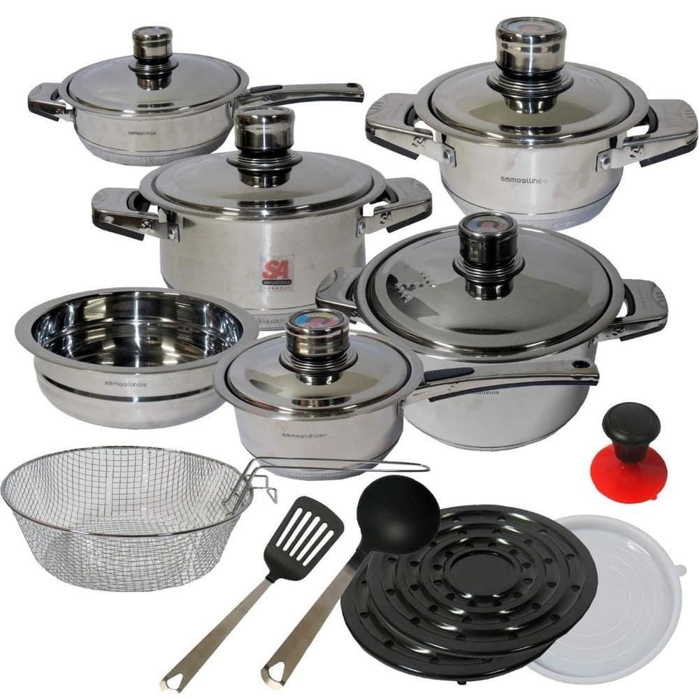 Jogo Panelas Antiaderente Alemã Aço Cirúrgico 23 Peças Luxo