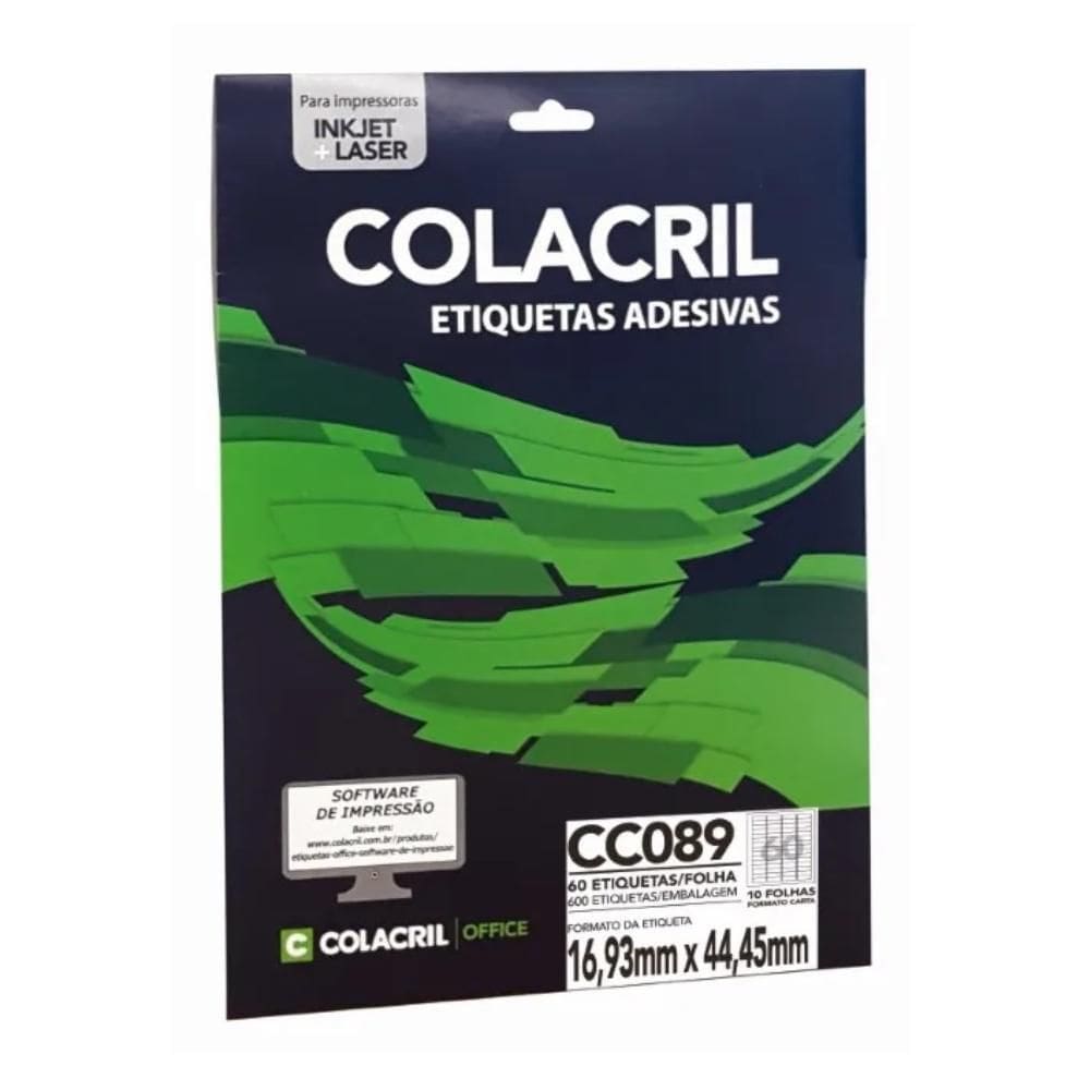 Etiqueta Adesiva Colacril Carta Cc089 16,93X44,45Mm C/600