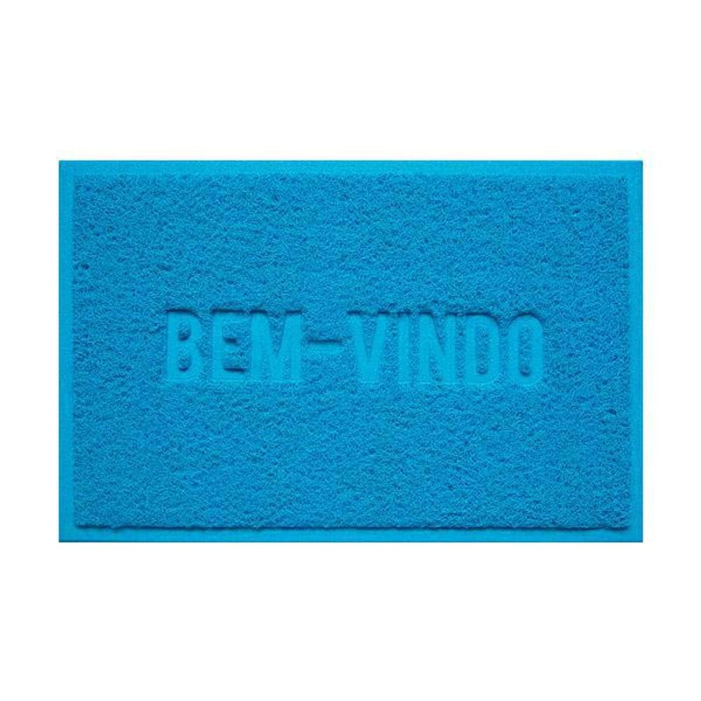 Tapete Bem Vindo Capacho Vinilico Azul Uzoo 40Cmx60Cm