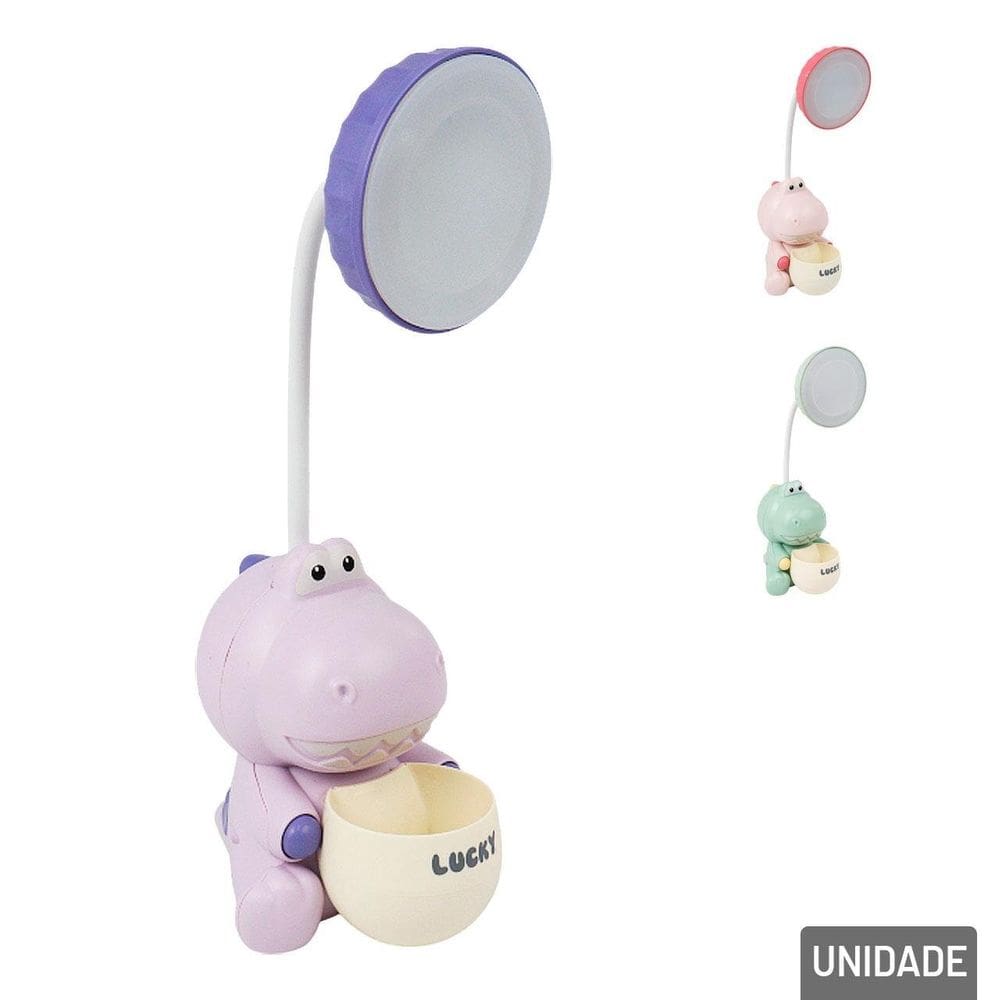 Luminária de Mesa 25cm EM LED Dinossauro Color - Tudo em Caixa