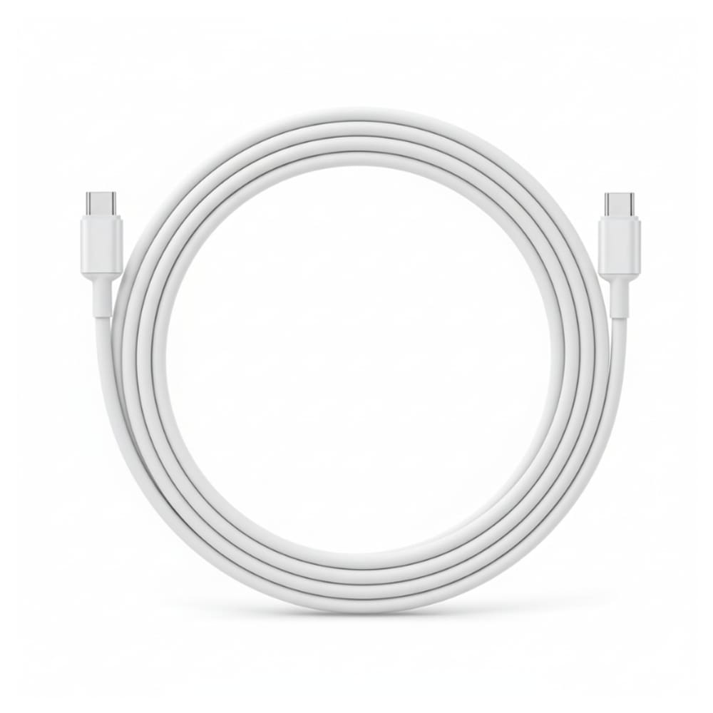 Cabo De Força MD9 100W USB-C Macho Para USB-C Macho 1,5 Metros Branco