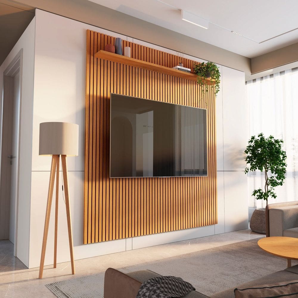 Painel para até Tv 72 Polegadas 185x250cm 100% Mdf Aloe Cabecasa Madeiramadeira Marrom