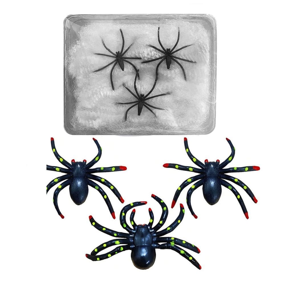 Teia Aranha Hallowen 6 Tarantulas Decoraçao Dia Das Bruxas Festa Pegadinha Susto Terro Horripilante Enfeite Sombrio