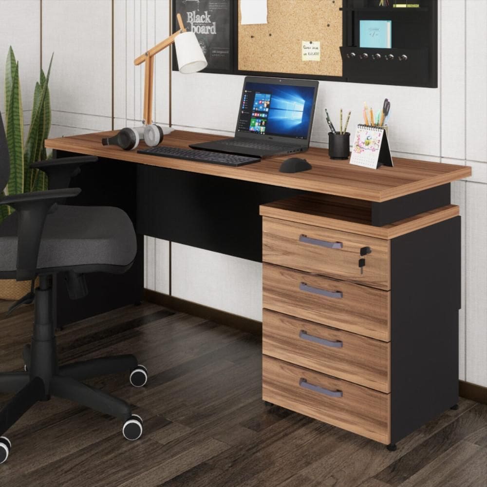 Escrivaninha Mesa Escritório 150cm 4 Gavetas Flex Multimóveis CR25317