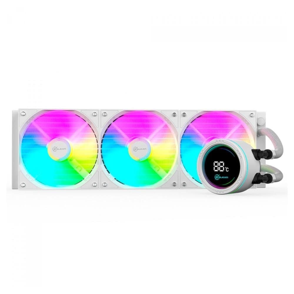 Water Cooler Kalkan Alpha 360mm - ARGB - (AMD / INTEL) - Display Digital - Branco - KLK00049
