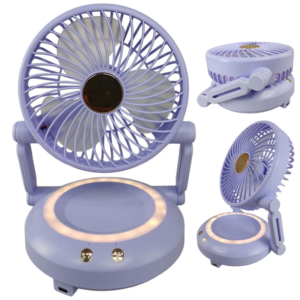 Ventilador Mesa Dobravel 3 Velocidades Iluminaçao Led Usb Portatil Calor Sol Verao Decoraçao Usb