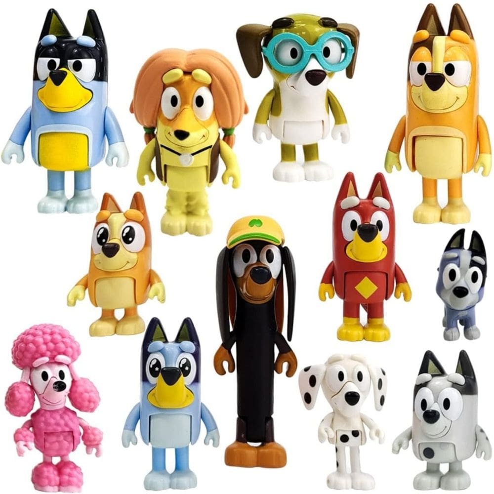 Pacote de bonecos de ação Bluey and Friends x12