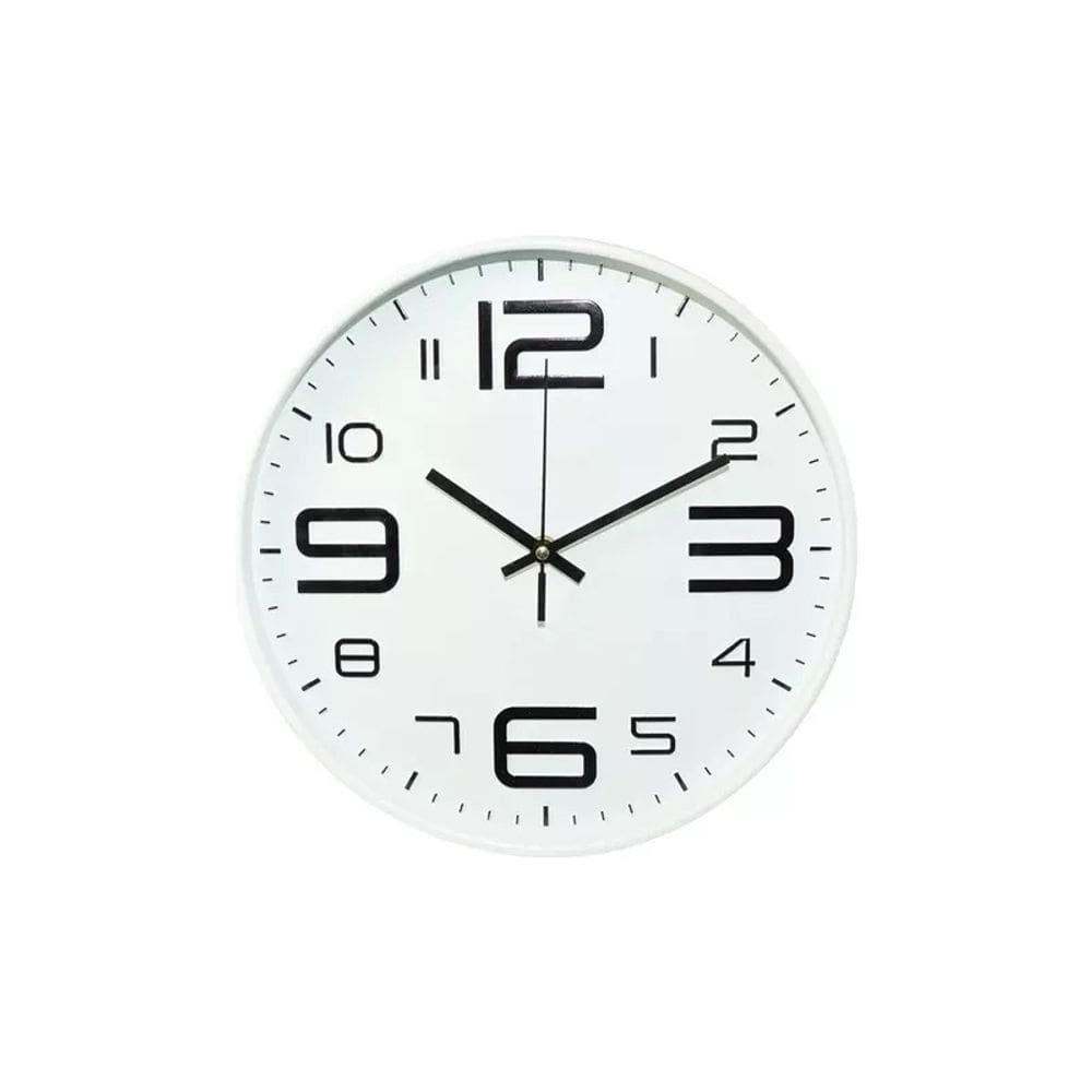 Relógio de parede mural decorativo redondo 30cm branco