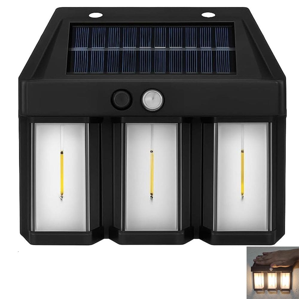 Luminaria Solar LED Filamento Arandela Sensor de Presença Movimento Ambiente Externo Iluminaçao Jardim Quintal Garagem