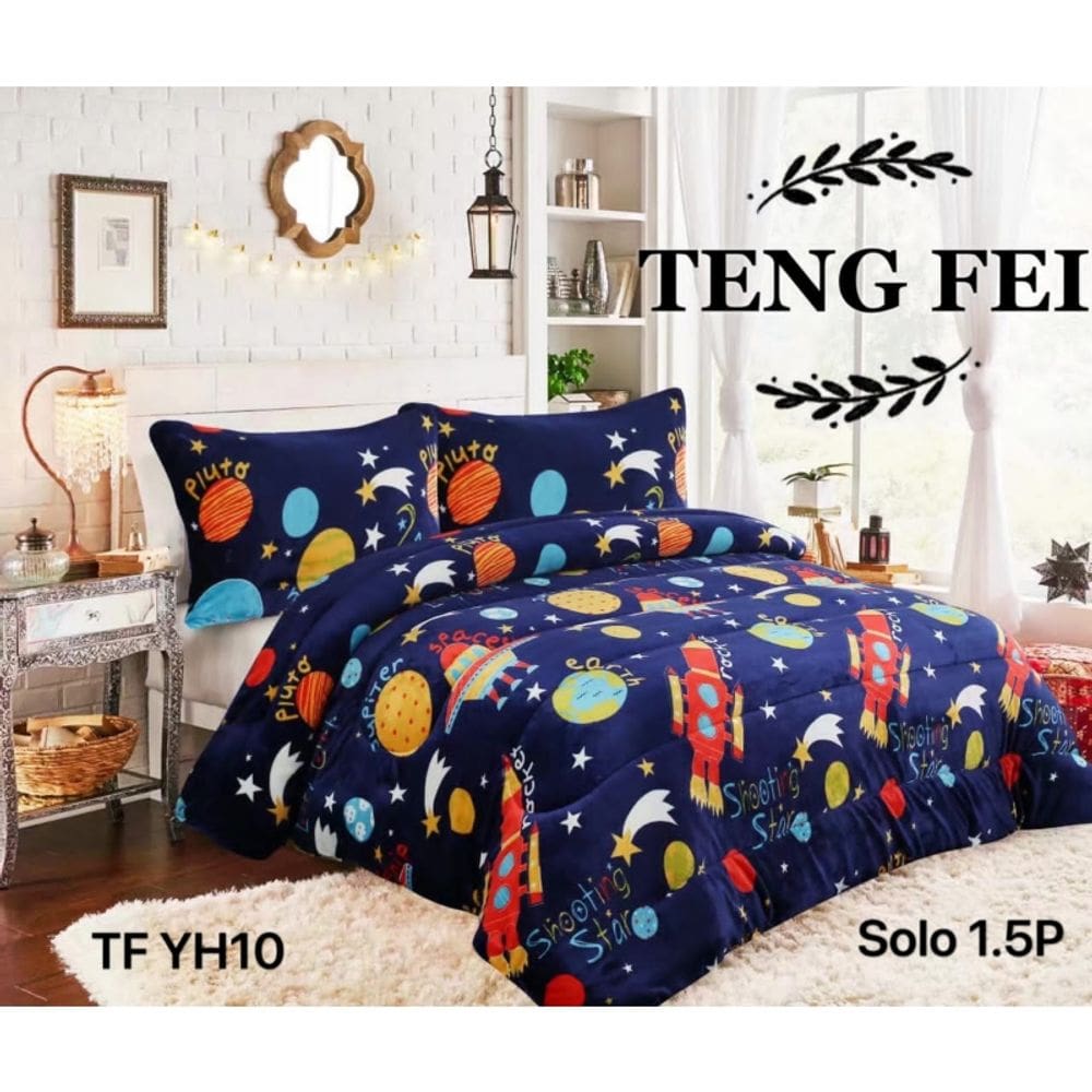 Capa de inverno Cubrecama de pelúcia azul Space TFYH10 1,5 p
