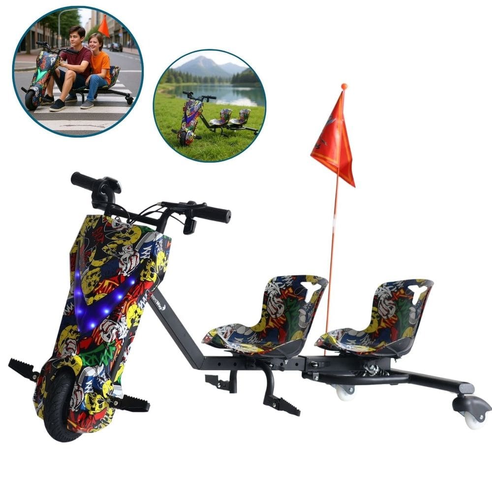 Drift Triciclo Elétrico 2 Assentos 350W Bluetooth 3 Velocidades Led Freio Colorido Importway Bw390 C