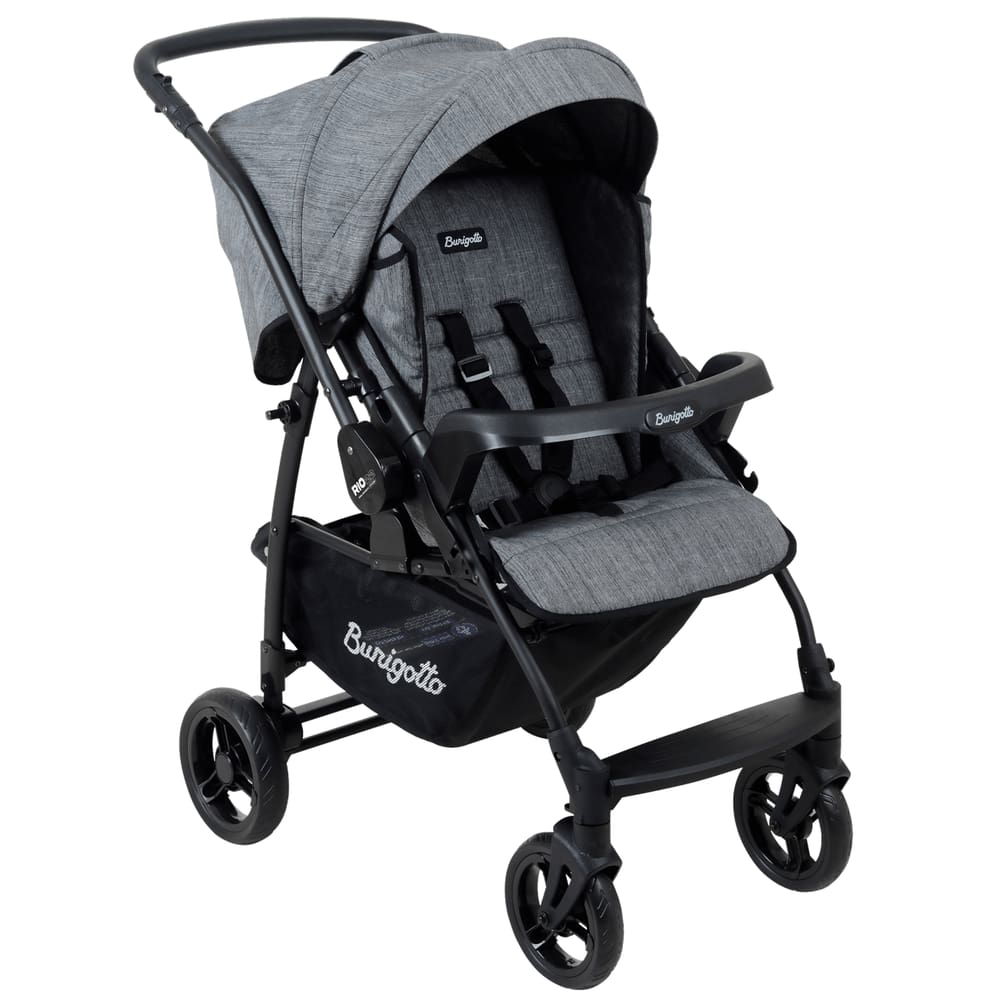 Carrinho de Bebe Burigotto Reversivel Rio K 22 Mesclado Preto