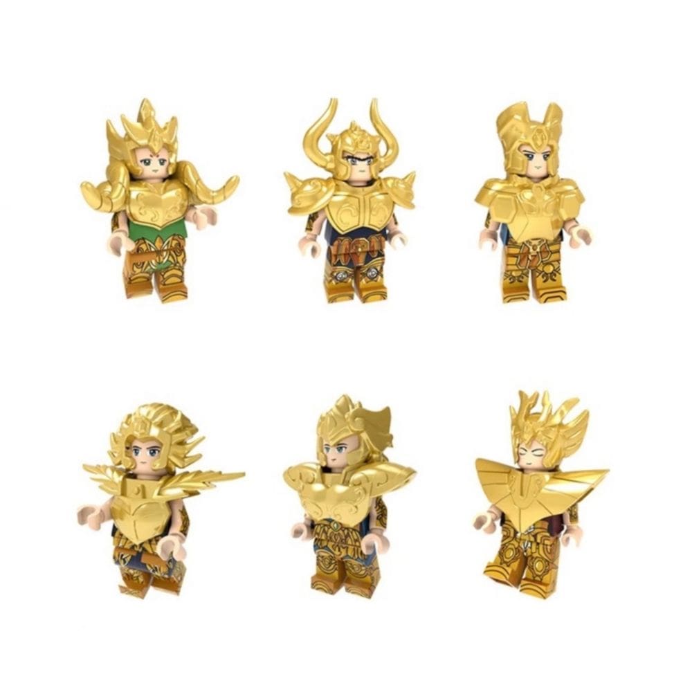 Conjunto de 6 blocos de construção Zodiac Knights, compatível com Lego