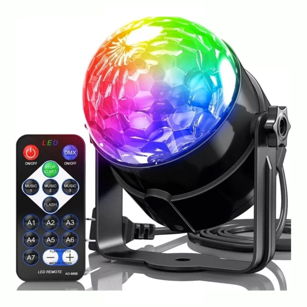 Luz de bola, disco multicolorido, laser, LED com controle remoto