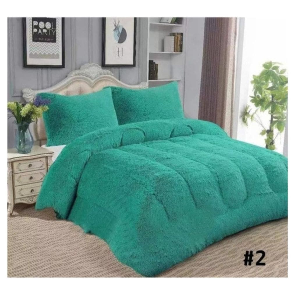 Capa de cama Chiporro Furry Lined de 2 lugares com fronhas e bolsa