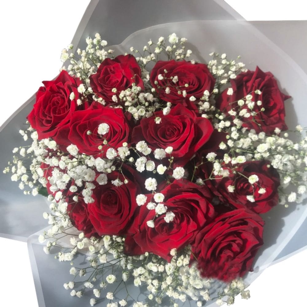Buquê de 12 rosas vermelhas