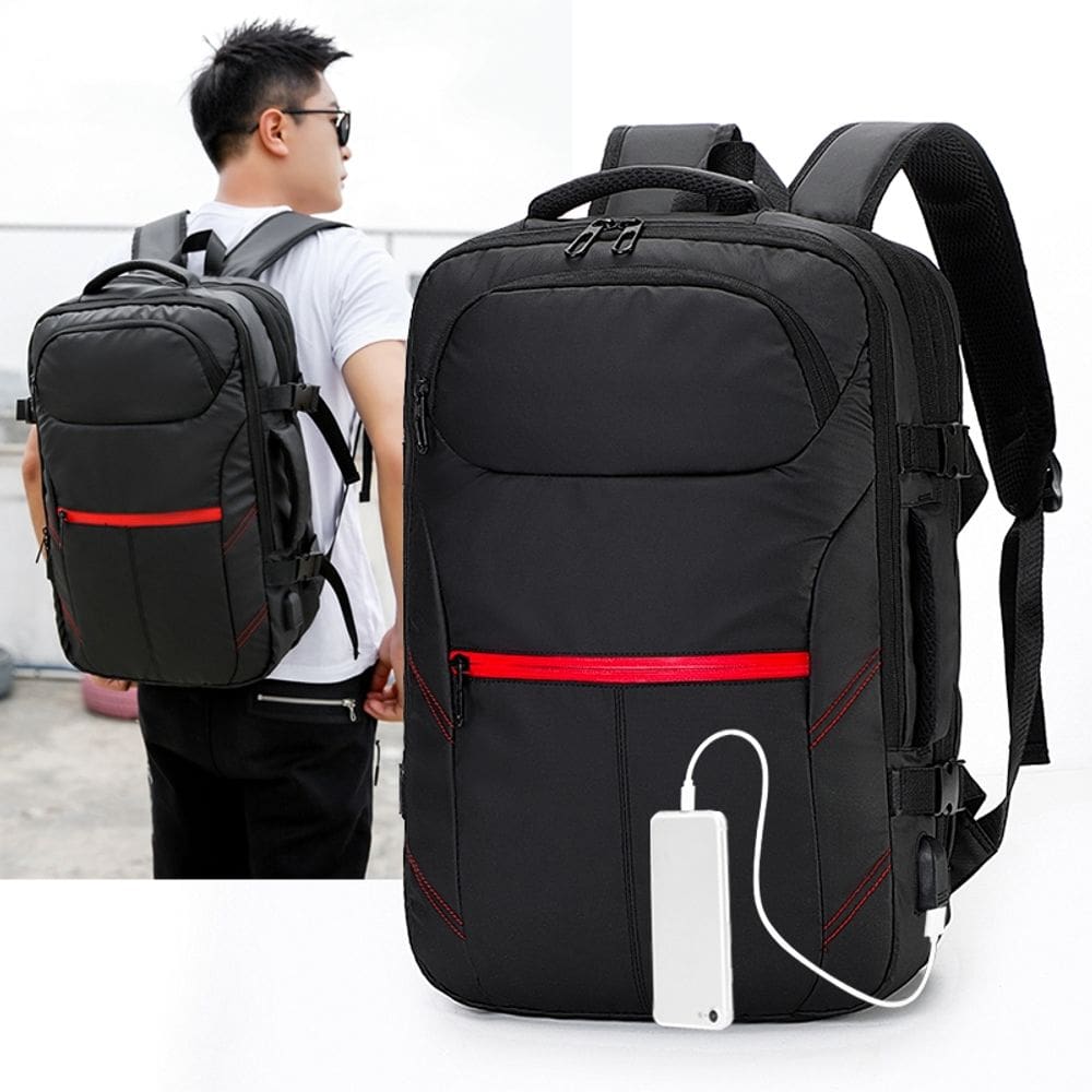 Mochila multifuncional impermeável para laptop 35L com porta USB