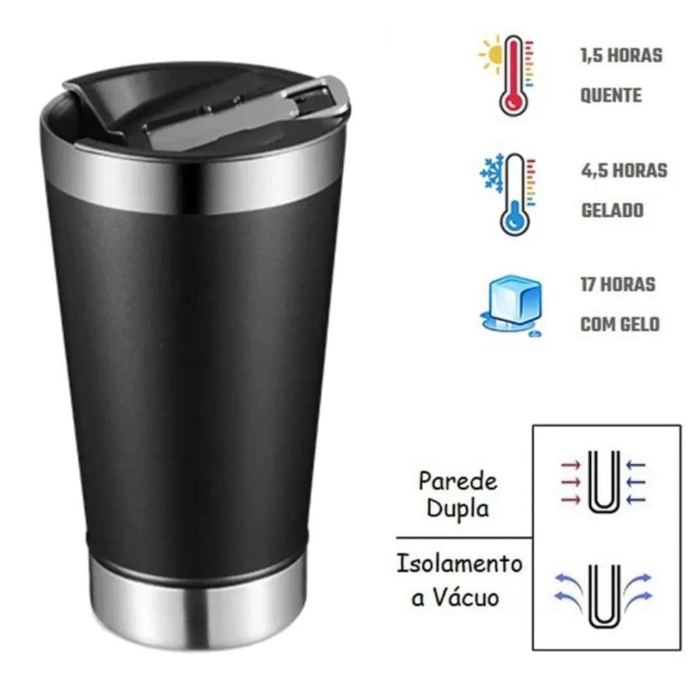 Pacote de 2 copos térmicos premium de aço inoxidável quente e frio 473 ml