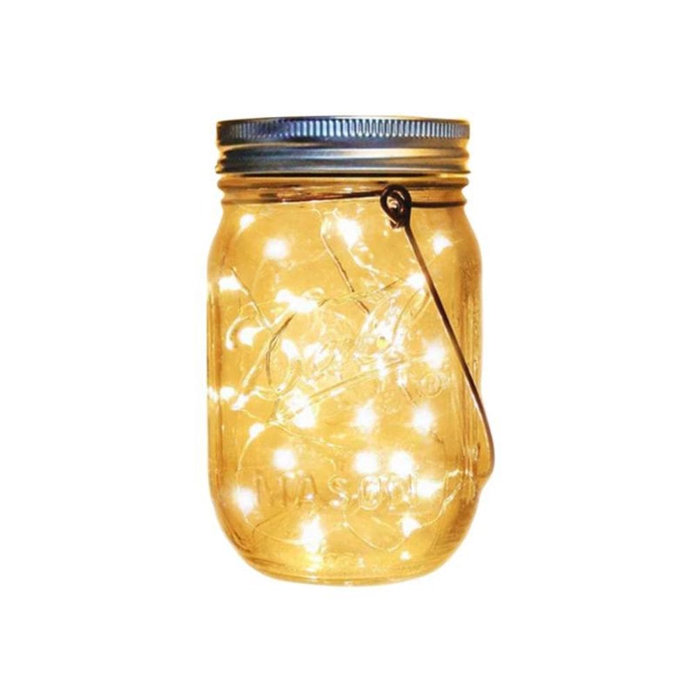 Luz solar de decoração de jarras de vidro LED, luz quente