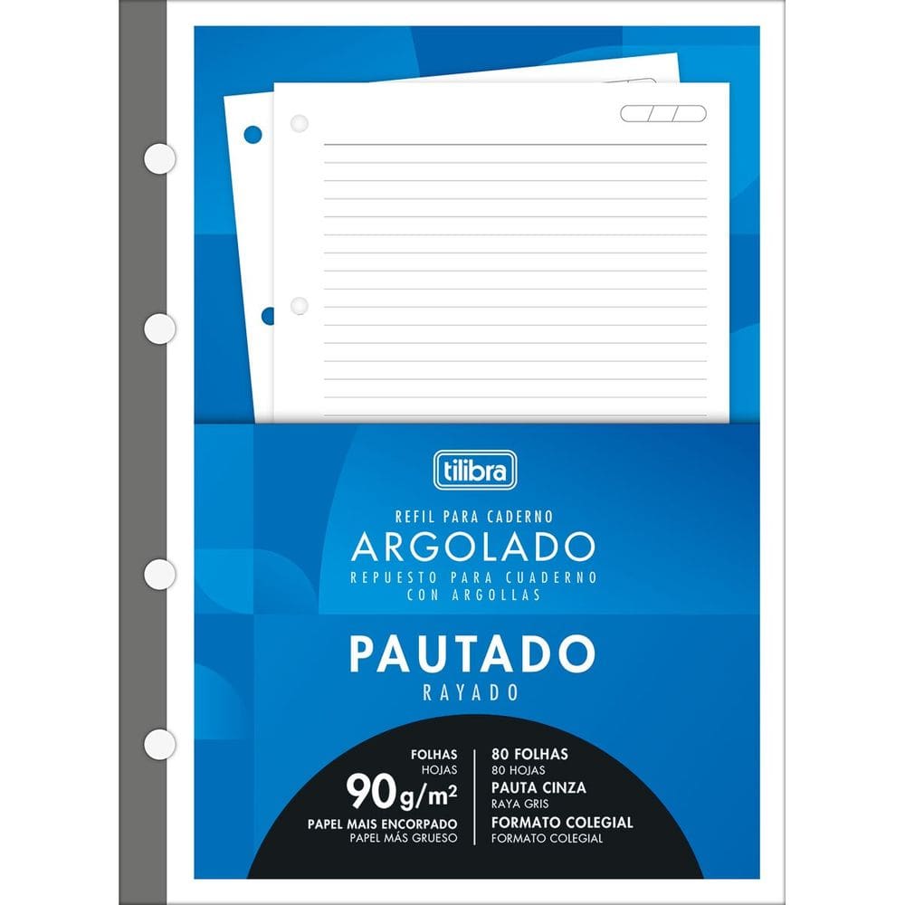 Refil Caderno Argolado Fichário Tiliflex Colegial 80 Folhas (90 g/m²) Tilibra | Material Escolar | Faculdade
