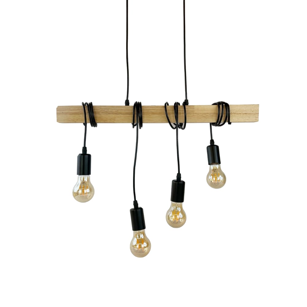 Pendente Rústico Retangular Soquetes 60cm 4E27 LA0053 Delis