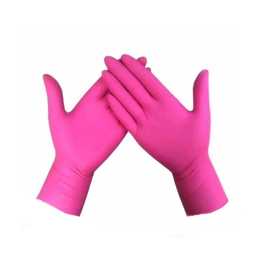 Luvas de nitrilo rosa tamanho M 100 unidades
