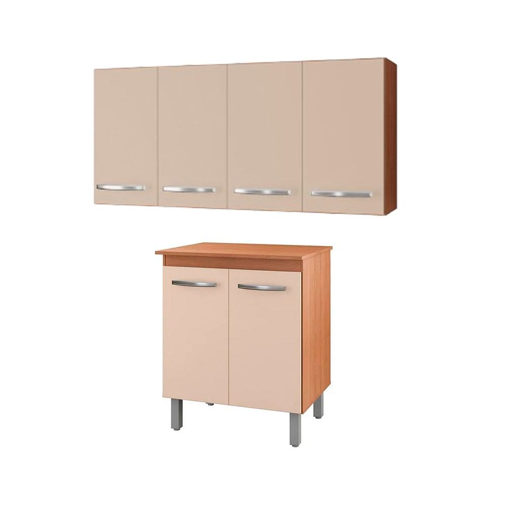 Balcão Multiuso 2 Portas e Armário Aéreo 4 Portas Selena