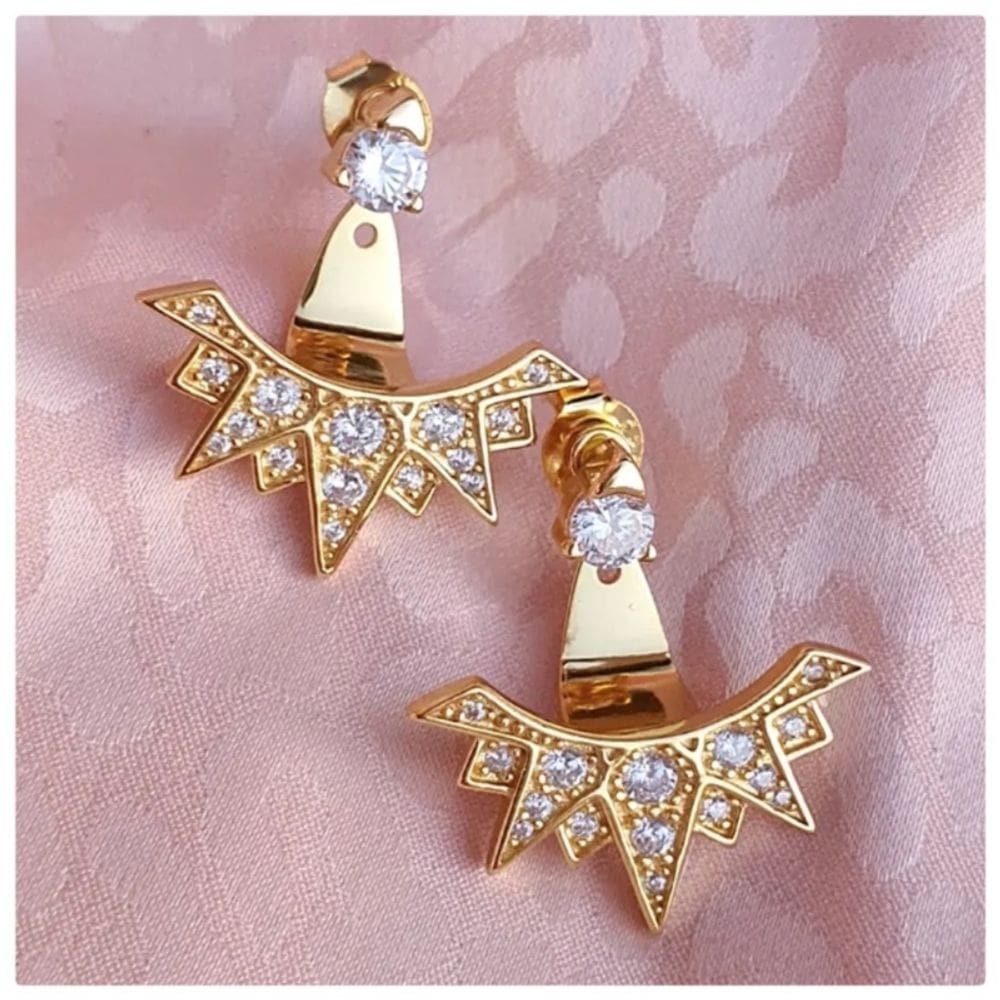 Brincos Eclips Double Hoops 925 banhados a prata em ouro 18k