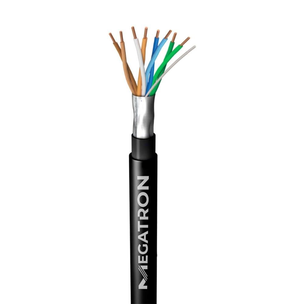 Bobina de Cabo F/UTP CAT5E para rede - Megatron - Dupla Capa Blindado - Homologado - 305m - Preto