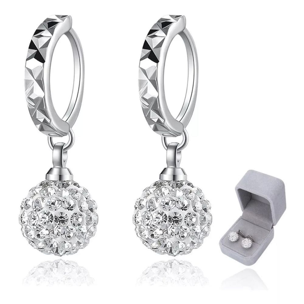 Brincos banhados a prata para mulheres com strass