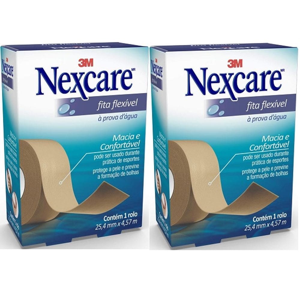 Kit com 2 Caixas de Fita Flexivel Nexcare 25MM X 4,5M