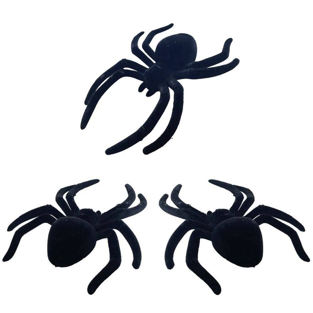 Aranha Hallowen Camurça Kit 3 Uni Assustadora Decoraçao Dia Das Bruxas Festa Enfeite Pegadinha Susto Terror Medo