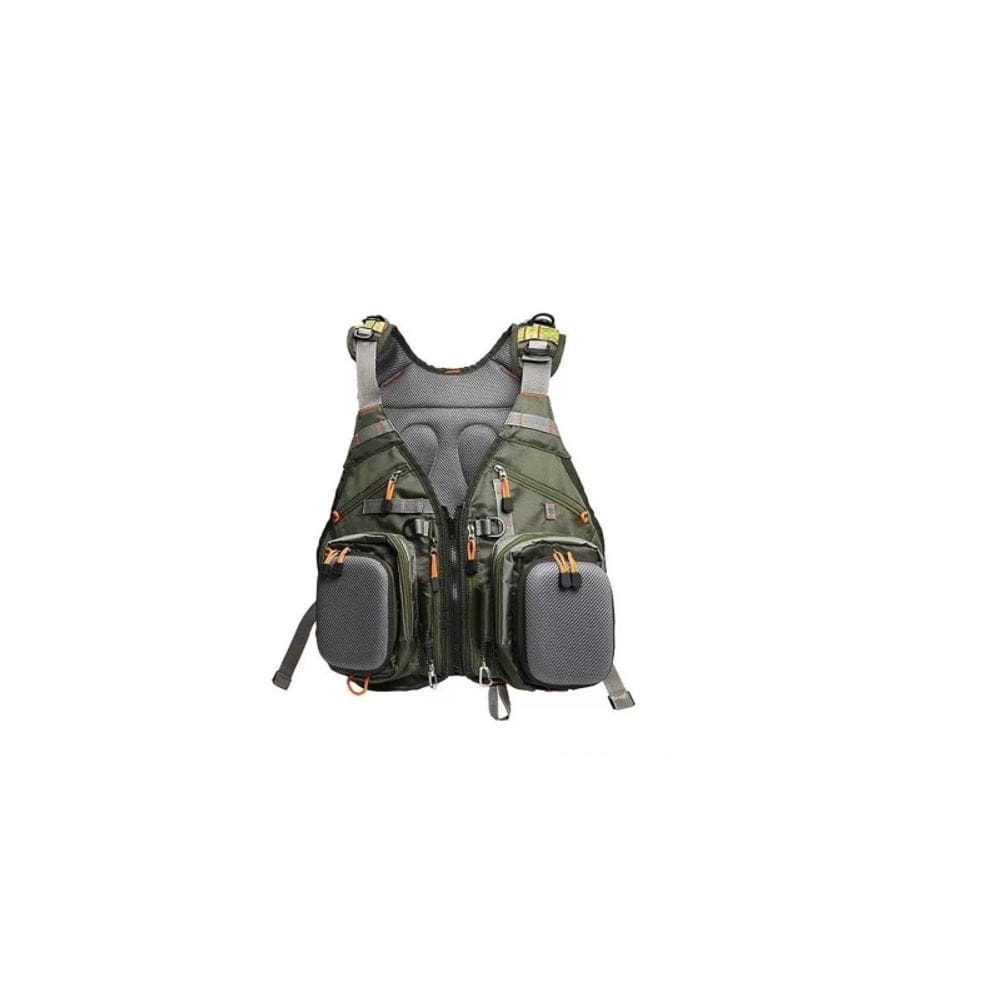 Colete de caça ou pesca com mochila e salva-vidas