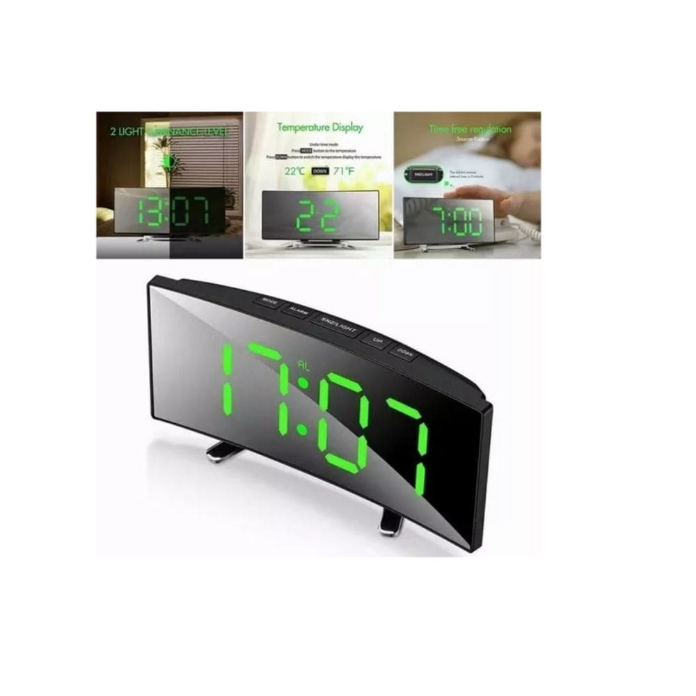 Despertador digital com display LED e alarme luminoso de 5,7”