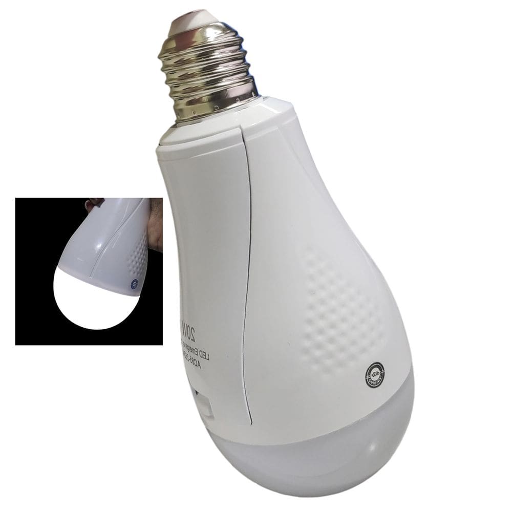 Lampada de Emergencia LED Recarregavel Inteligente E27 Queda de Energia Camping Trilha Pesca Portatil Potente Multiuso