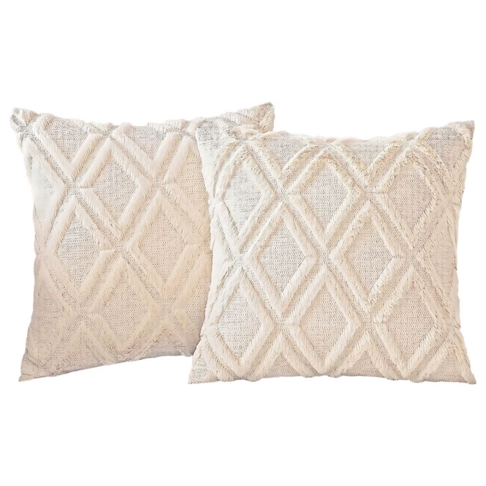 Capa de almofada Rhombus Design 45x45cm, veludo, cor marfim