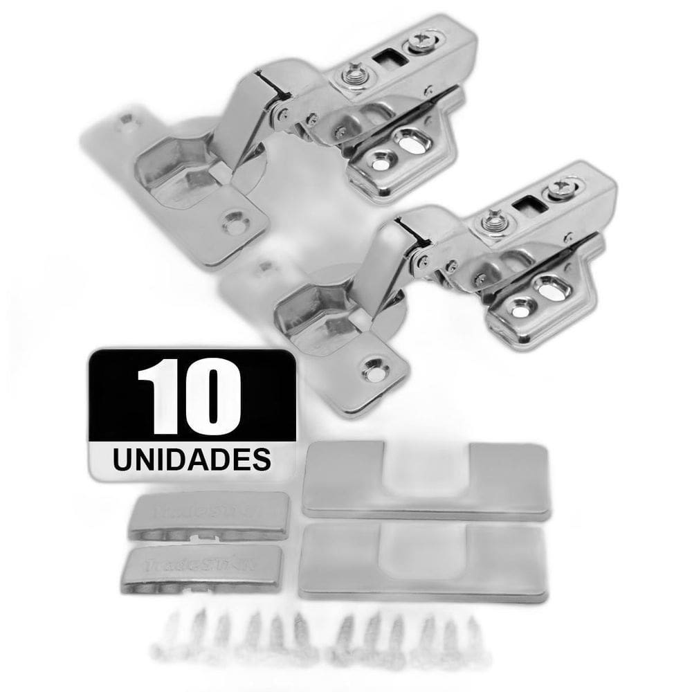 Kit 10 Dobradiça Easy Tn Click Alta Capa Parafuso Aço Inox