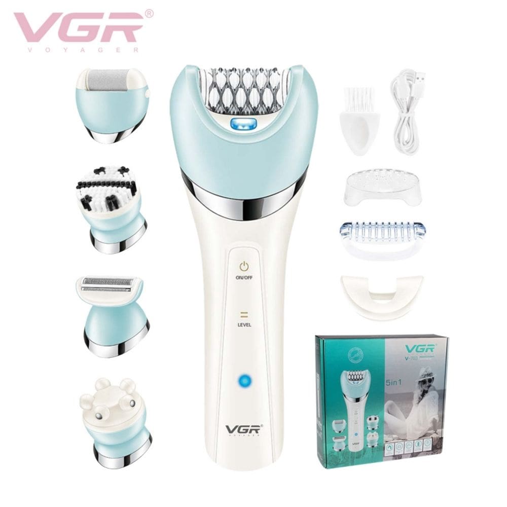Depiladora de cabelo elétrica VGR 5EN1 para mulheres - branca