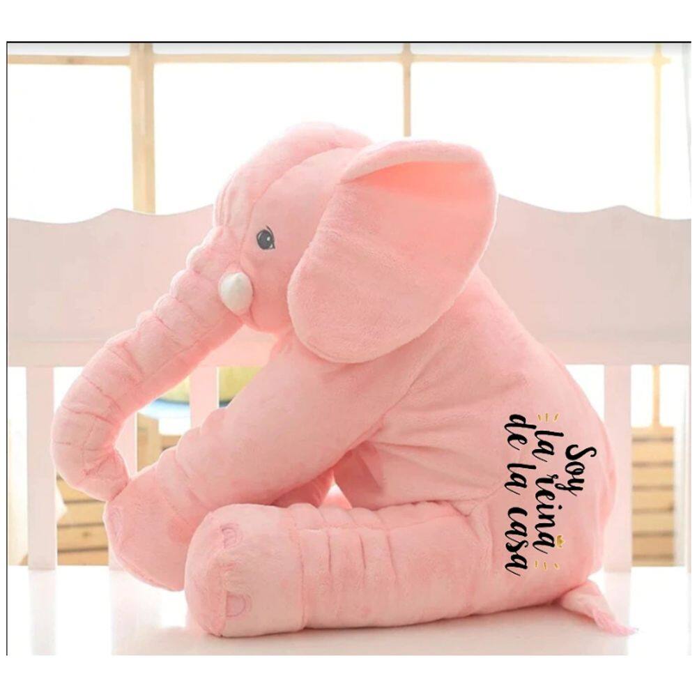 Almofada de pelúcia em forma de elefante com cobertor para crianças rosa